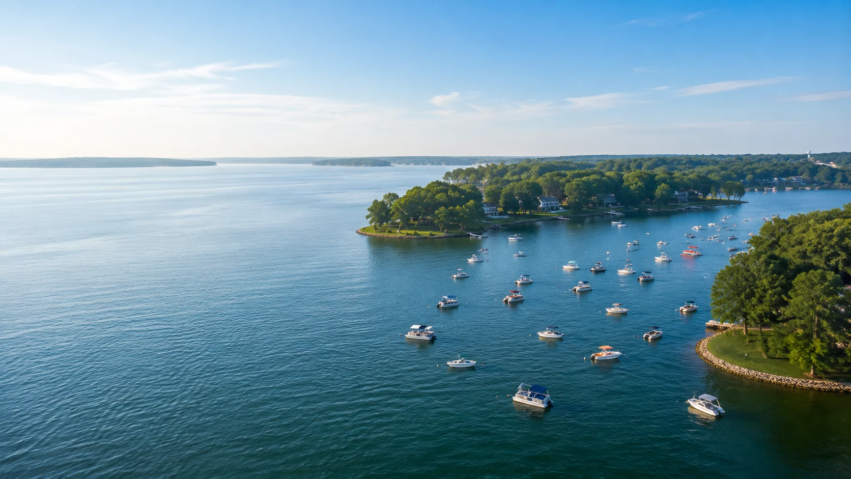 Aerial view of Lake Wylie and waterfront homes near Tega Cay, South Carolina